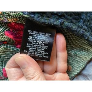 ANTHROPOLOGIE Sleeping On Snow Chunky Knit Cardigan Size Large Embroidered Teal